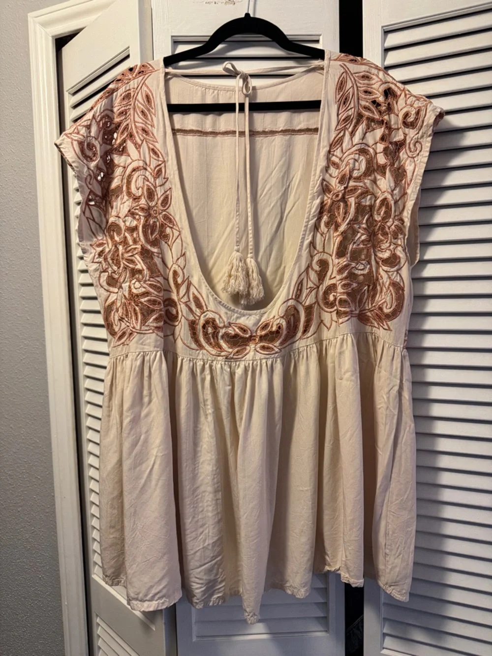 Free People Cream Crochet-Back Boho Dress - Picture 6 of 9